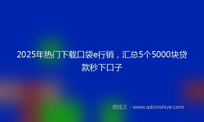 2025年热门下载口袋e行销，汇总5个5000块贷款秒下口子
