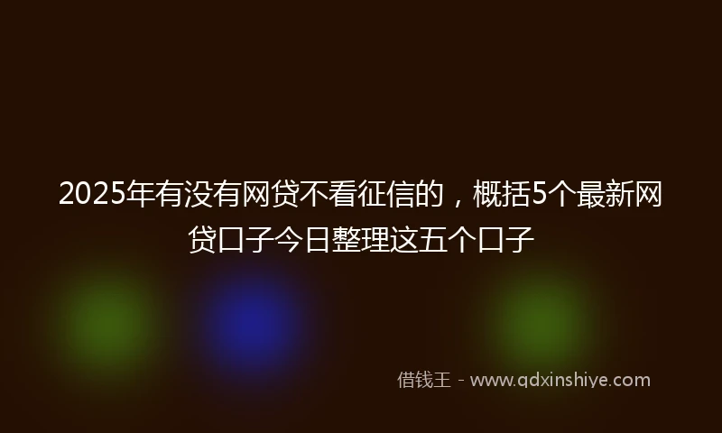 2025年有没有网贷不看征信的，概括5个最新网贷口子今日整理这五个口子