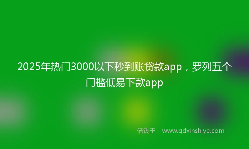 2025年热门3000以下秒到账贷款app，罗列五个门槛低易下款app