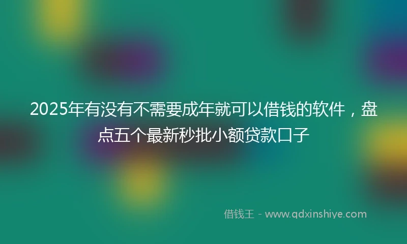 2025年有没有不需要成年就可以借钱的软件，盘点五个最新秒批小额贷款口子