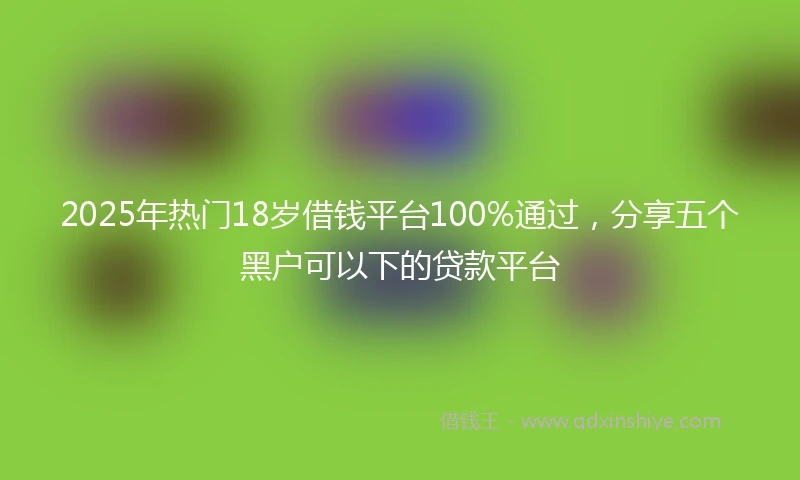 2025年热门18岁借钱平台100%通过，分享五个黑户可以下的贷款平台