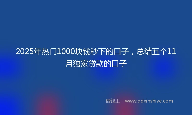 2025年热门1000块钱秒下的口子，总结五个11月独家贷款的口子