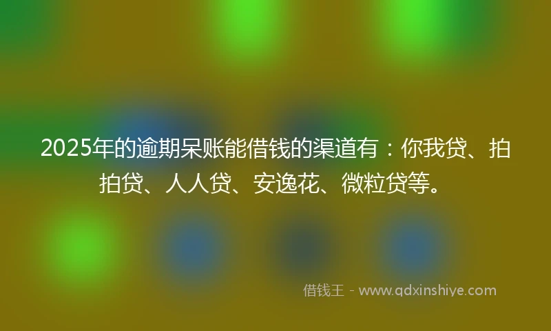 2025年的逾期呆账能借钱的渠道有：你我贷、拍拍贷、人人贷、安逸花、微粒贷等。