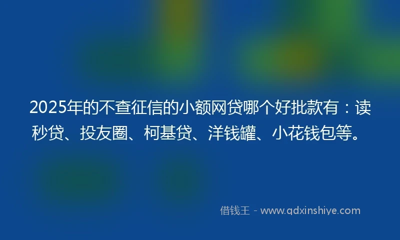 2025年的不查征信的小额网贷哪个好批款有：读秒贷、投友圈、柯基贷、洋钱罐、小花钱包等。