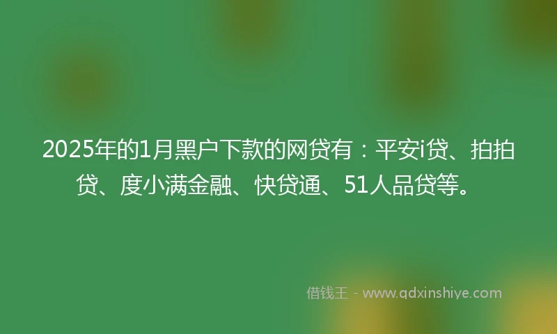 2025年的1月黑户下款的网贷有：平安i贷、拍拍贷、度小满金融、快贷通、51人品贷等。