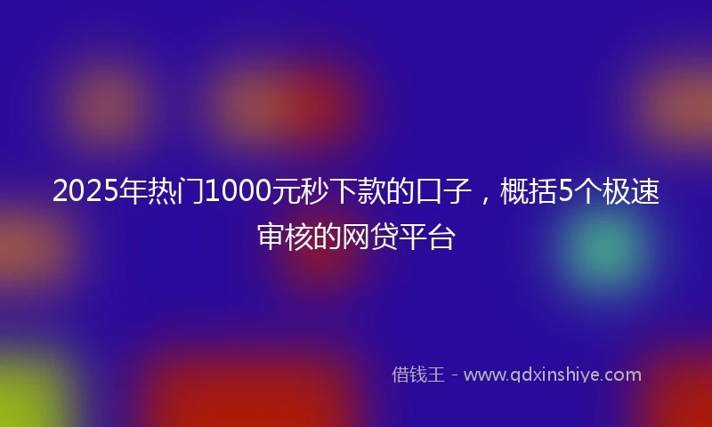 2025年热门1000元秒下款的口子，概括5个极速审核的网贷平台