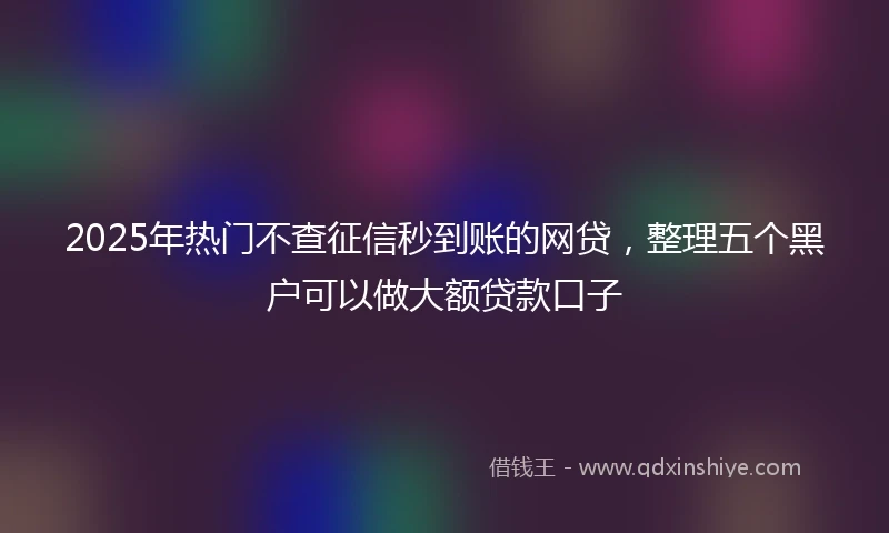 2025年热门不查征信秒到账的网贷,整理五个黑户可以做大额贷款口子