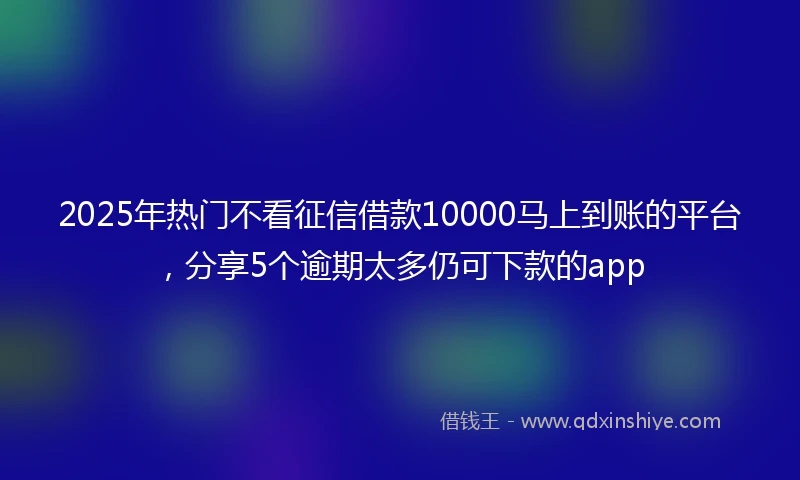 2025年热门不看征信借款10000马上到账的平台,分享5个逾期太多仍可下款的app