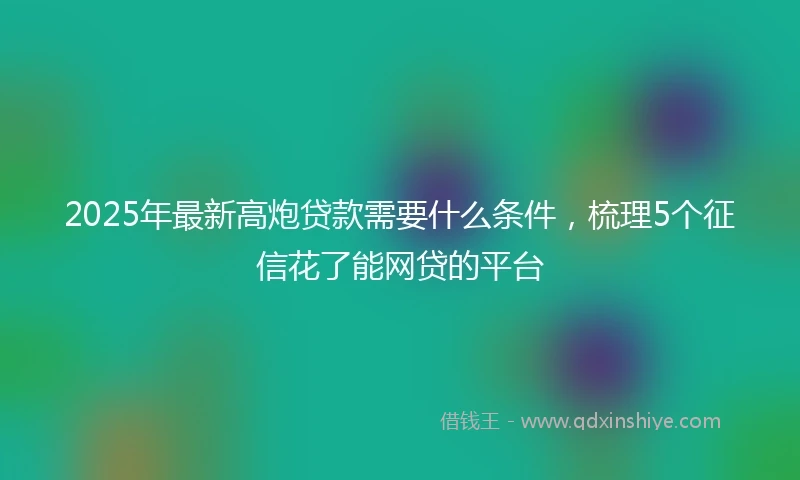 2025年最新高炮贷款需要什么条件，梳理5个征信花了能网贷的平台