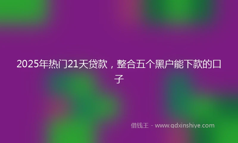 2025年热门21天贷款，整合五个黑户能下款的口子
