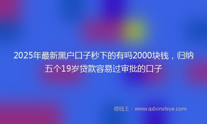 2025年最新黑户口子秒下的有吗2000块钱，归纳五个19岁贷款容易过审批的口子