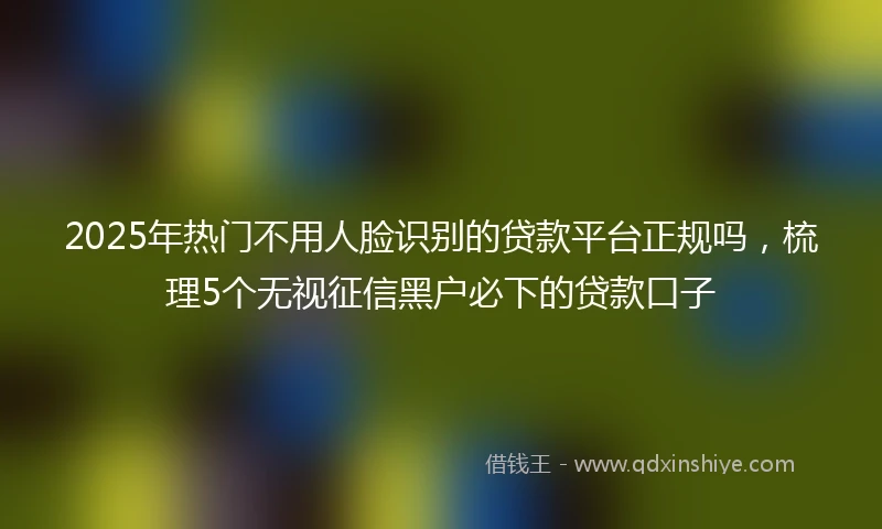 2025年热门不用人脸识别的贷款平台正规吗，梳理5个无视征信黑户必下的贷款口子