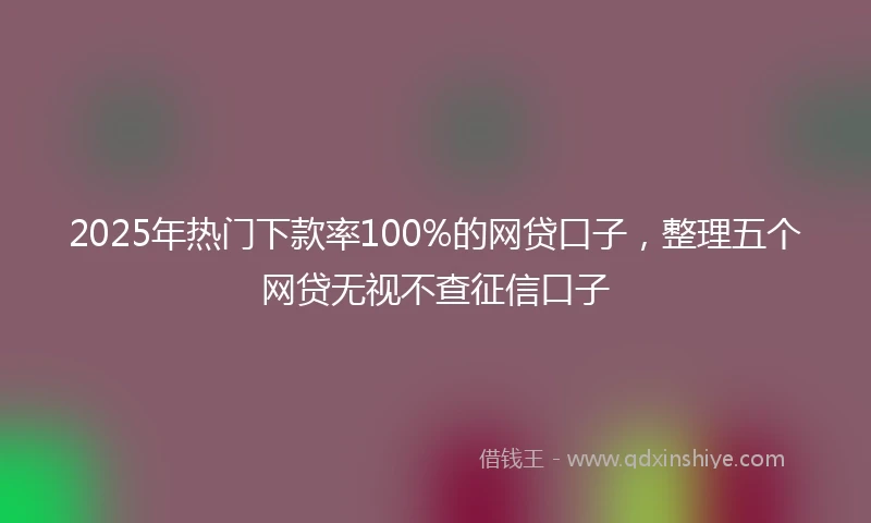 2025年热门下款率100%的网贷口子，整理五个网贷无视不查征信口子