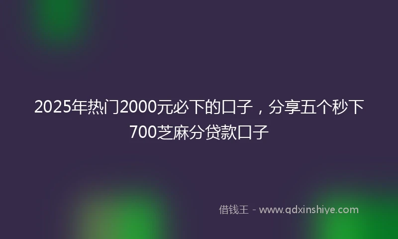 2025年热门2000元必下的口子，分享五个秒下700芝麻分贷款口子