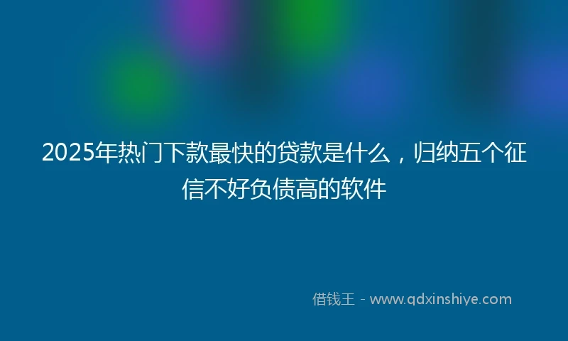 2025年热门下款最快的贷款是什么，归纳五个征信不好负债高的软件
