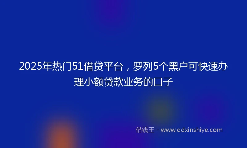 2025年热门51借贷平台，罗列5个黑户可快速办理小额贷款业务的口子