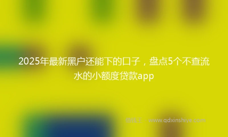 2025年最新黑户还能下的口子，盘点5个不查流水的小额度贷款app