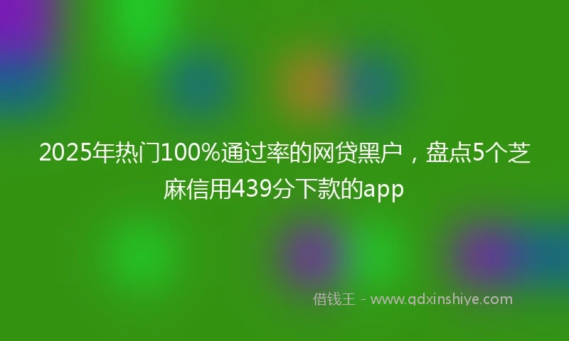 2025年热门100%通过率的网贷黑户，盘点5个芝麻信用439分下款的app