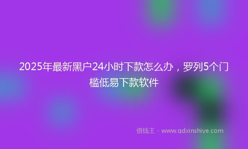 2025年最新黑户24小时下款怎么办，罗列5个门槛低易下款软件