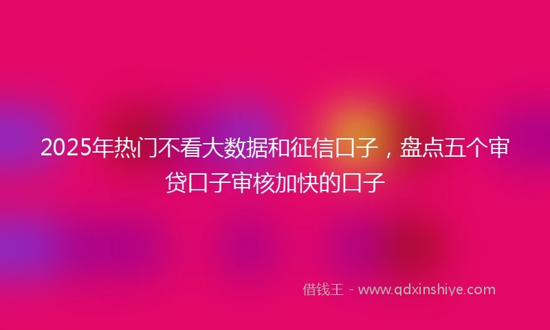2025年热门不看大数据和征信口子，盘点五个审贷口子审核加快的口子