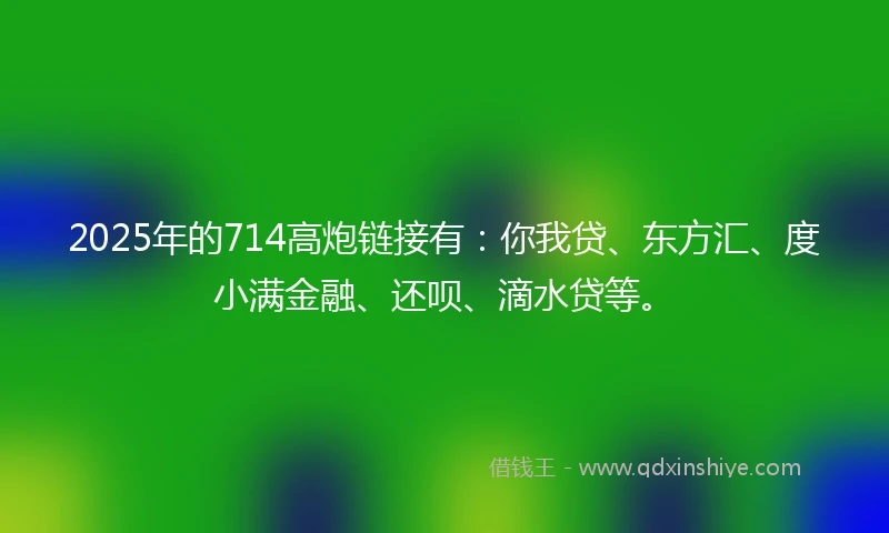 2025年的714高炮链接有：你我贷、东方汇、度小满金融、还呗、滴水贷等。