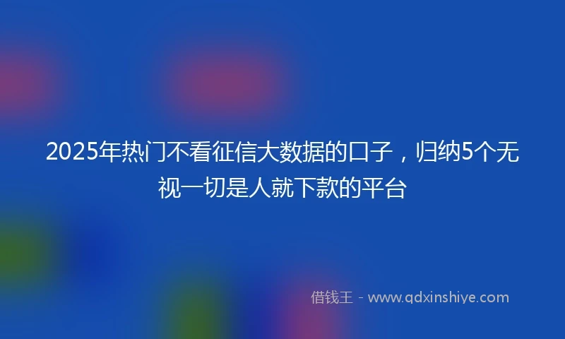 2025年热门不看征信大数据的口子,归纳5个无视一切是人就下款的平台