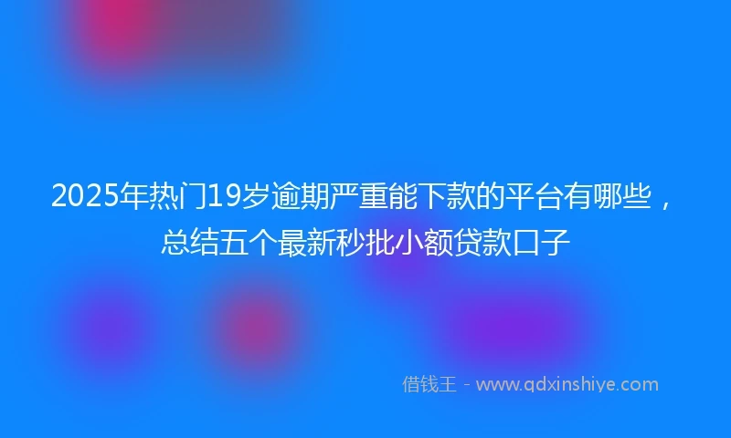 2025年热门19岁逾期严重能下款的平台有哪些，总结五个最新秒批小额贷款口子