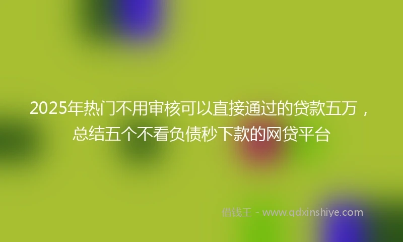 2025年热门不用审核可以直接通过的贷款五万，总结五个不看负债秒下款的网贷平台