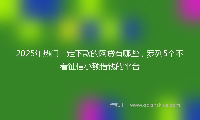 2025年热门一定下款的网贷有哪些，罗列5个不看征信小额借钱的平台