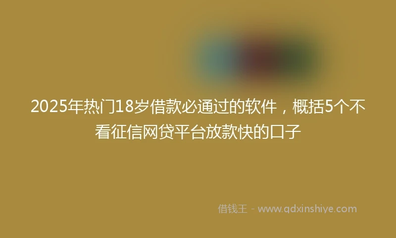2025年热门18岁借款必通过的软件，概括5个不看征信网贷平台放款快的口子