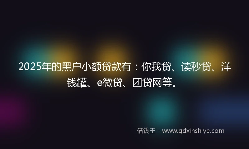2025年的黑户小额贷款有：你我贷、读秒贷、洋钱罐、e微贷、团贷网等。