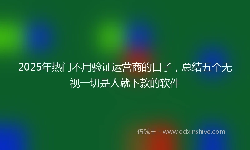 2025年热门不用验证运营商的口子，总结五个无视一切是人就下款的软件