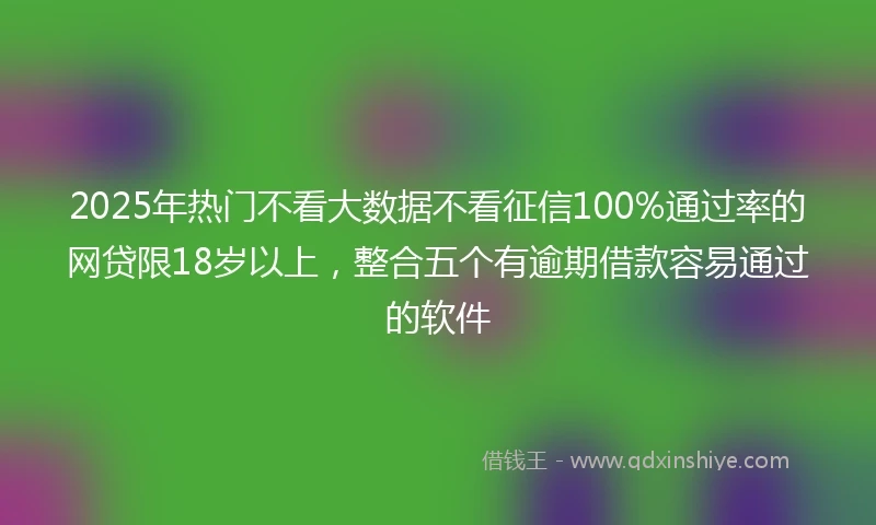 2025年热门不看大数据不看征信100%通过率的网贷限18岁以上，整合五个有逾期借款容易通过的软件