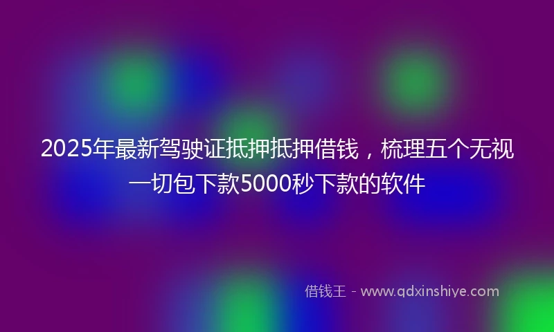 2025年最新驾驶证抵押抵押借钱，梳理五个无视一切包下款5000秒下款的软件