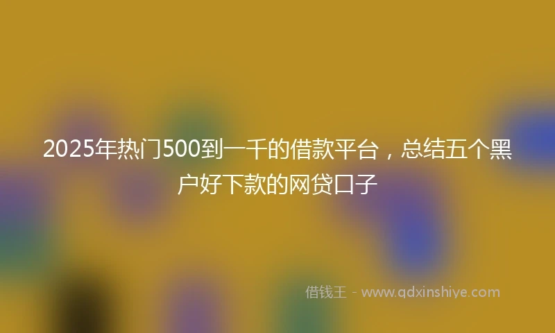 2025年热门500到一千的借款平台,总结五个黑户好下款的网贷口子