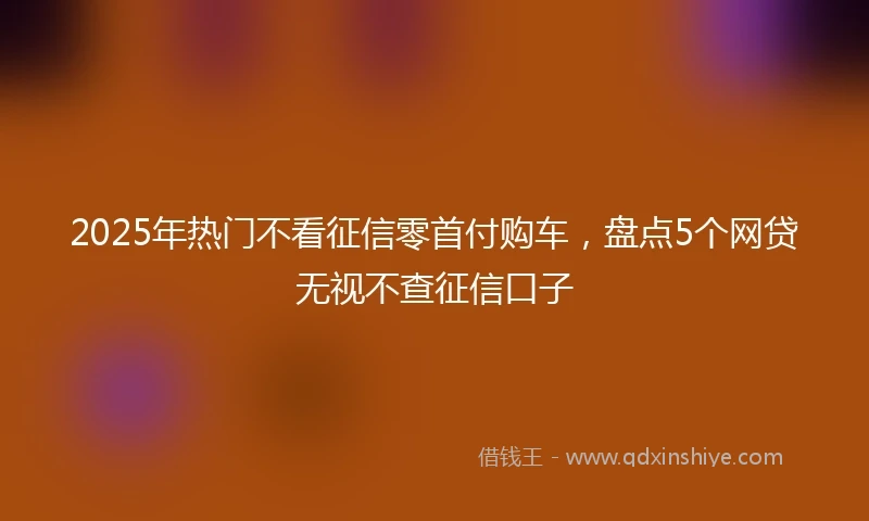 2025年热门不看征信零首付购车，盘点5个网贷无视不查征信口子