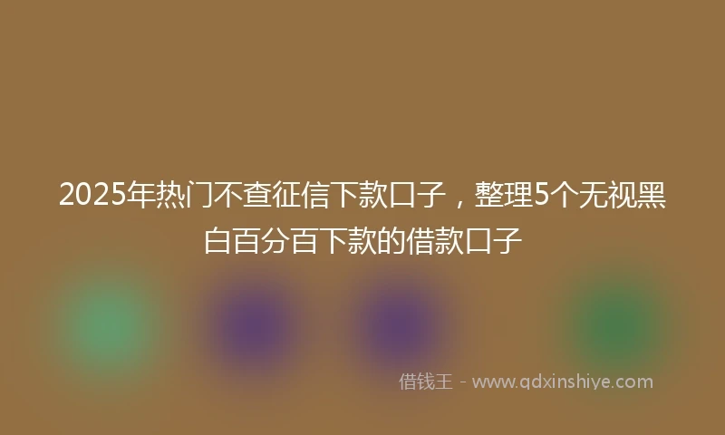 2025年热门不查征信下款口子，整理5个无视黑白百分百下款的借款口子