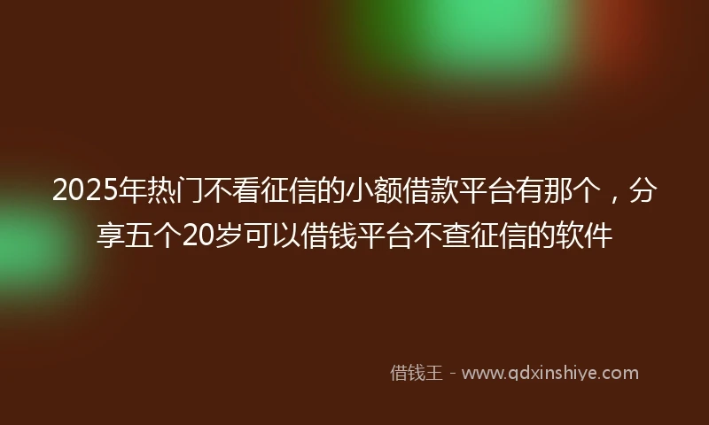 2025年热门不看征信的小额借款平台有那个，分享五个20岁可以借钱平台不查征信的软件