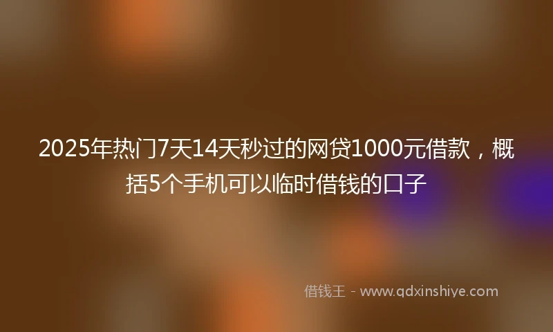 2025年热门7天14天秒过的网贷1000元借款，概括5个手机可以临时借钱的口子
