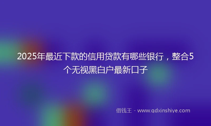 2025年最近下款的信用贷款有哪些银行，整合5个无视黑白户最新口子