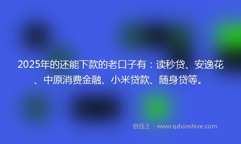 2025年的还能下款的老口子有:读秒贷、安逸花、中原消费金融、小米贷款、随身贷等。