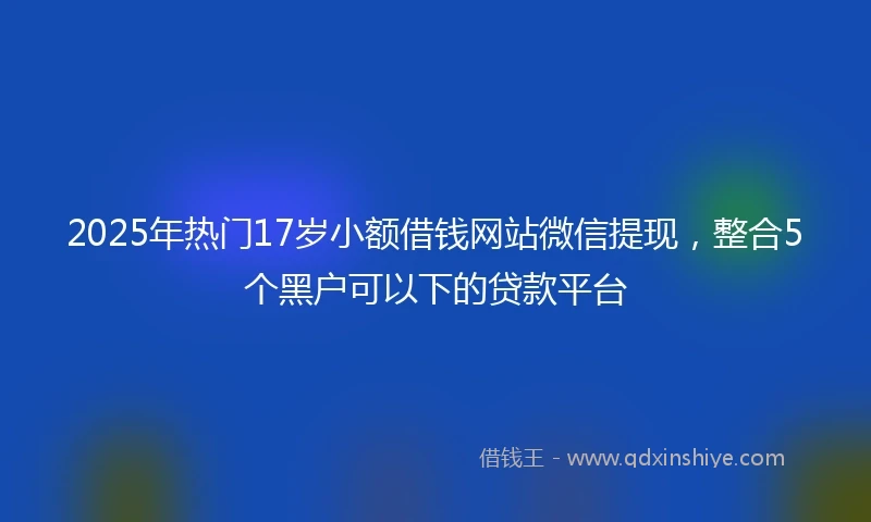 2025年热门17岁小额借钱网站微信提现，整合5个黑户可以下的贷款平台