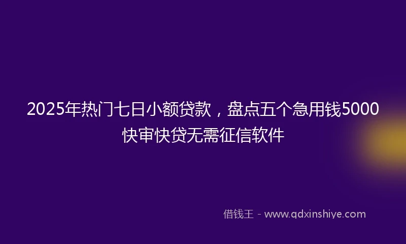 2025年热门七日小额贷款，盘点五个急用钱5000快审快贷无需征信软件