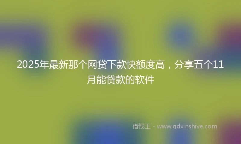 2025年最新那个网贷下款快额度高，分享五个11月能贷款的软件