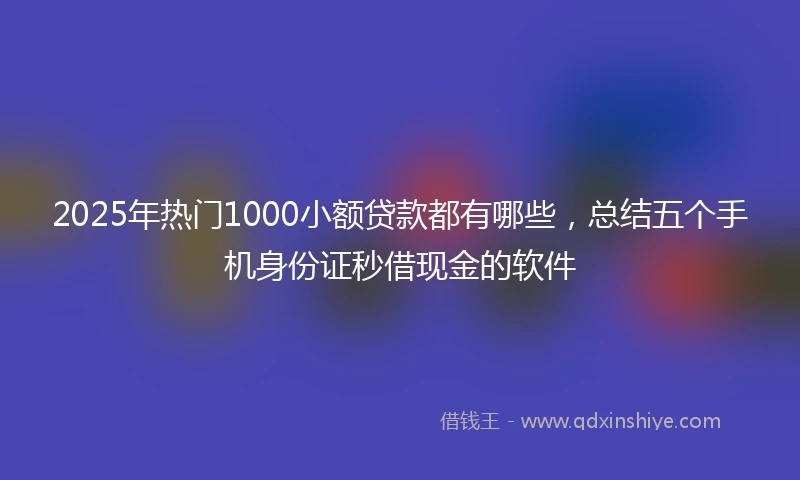 2025年热门1000小额贷款都有哪些，总结五个手机身份证秒借现金的软件