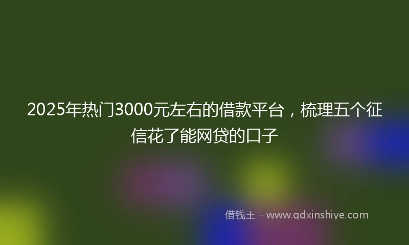 2025年热门3000元左右的借款平台，梳理五个征信花了能网贷的口子