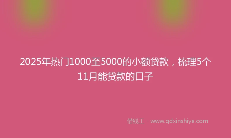 2025年热门1000至5000的小额贷款，梳理5个11月能贷款的口子