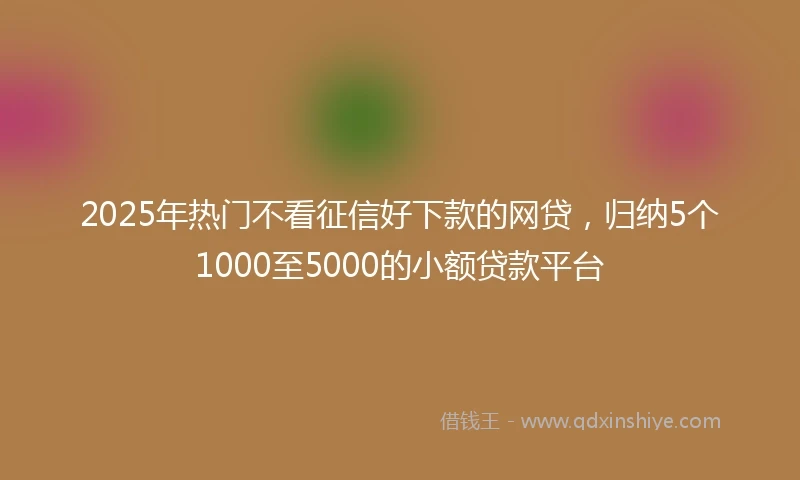 2025年热门不看征信好下款的网贷，归纳5个1000至5000的小额贷款平台