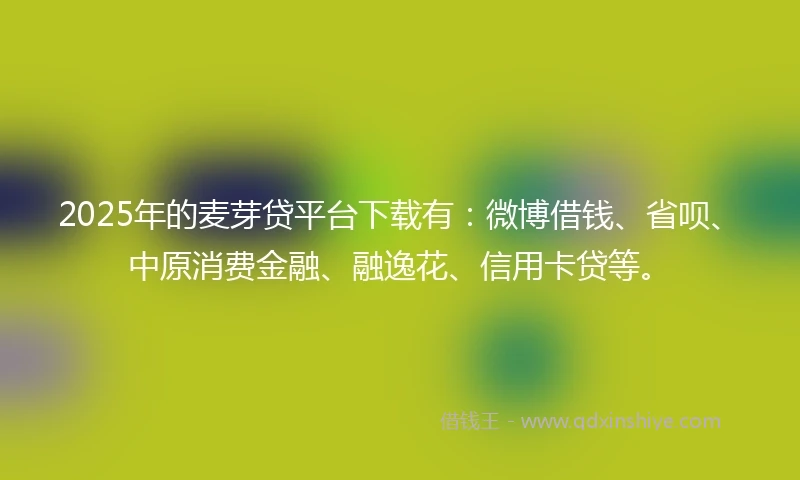 2025年的麦芽贷平台下载有：微博借钱、省呗、中原消费金融、融逸花、信用卡贷等。