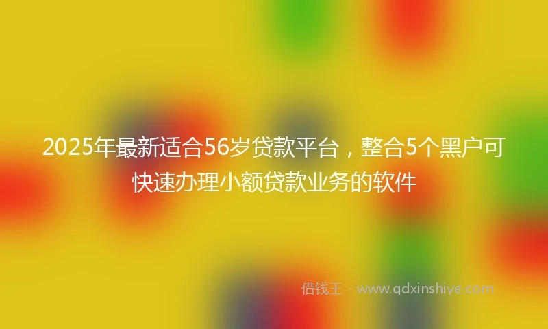 2025年最新适合56岁贷款平台，整合5个黑户可快速办理小额贷款业务的软件